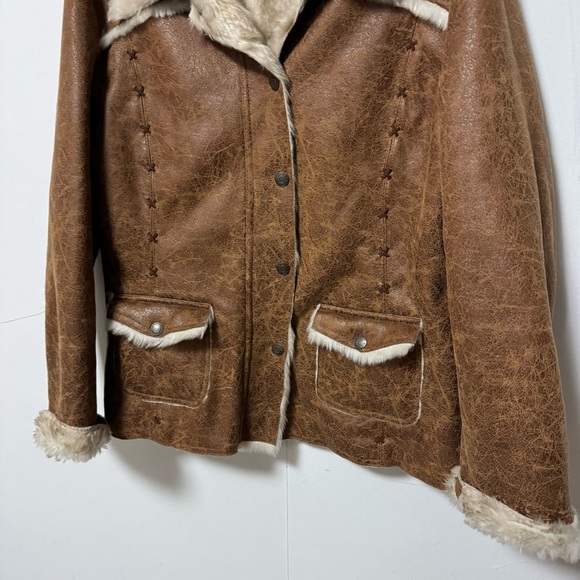 Cripple Creek Faux Fur Coat Womens Large Y2K Penny Lane Jacket Coastal Cowgirl - Picture 4 of 13